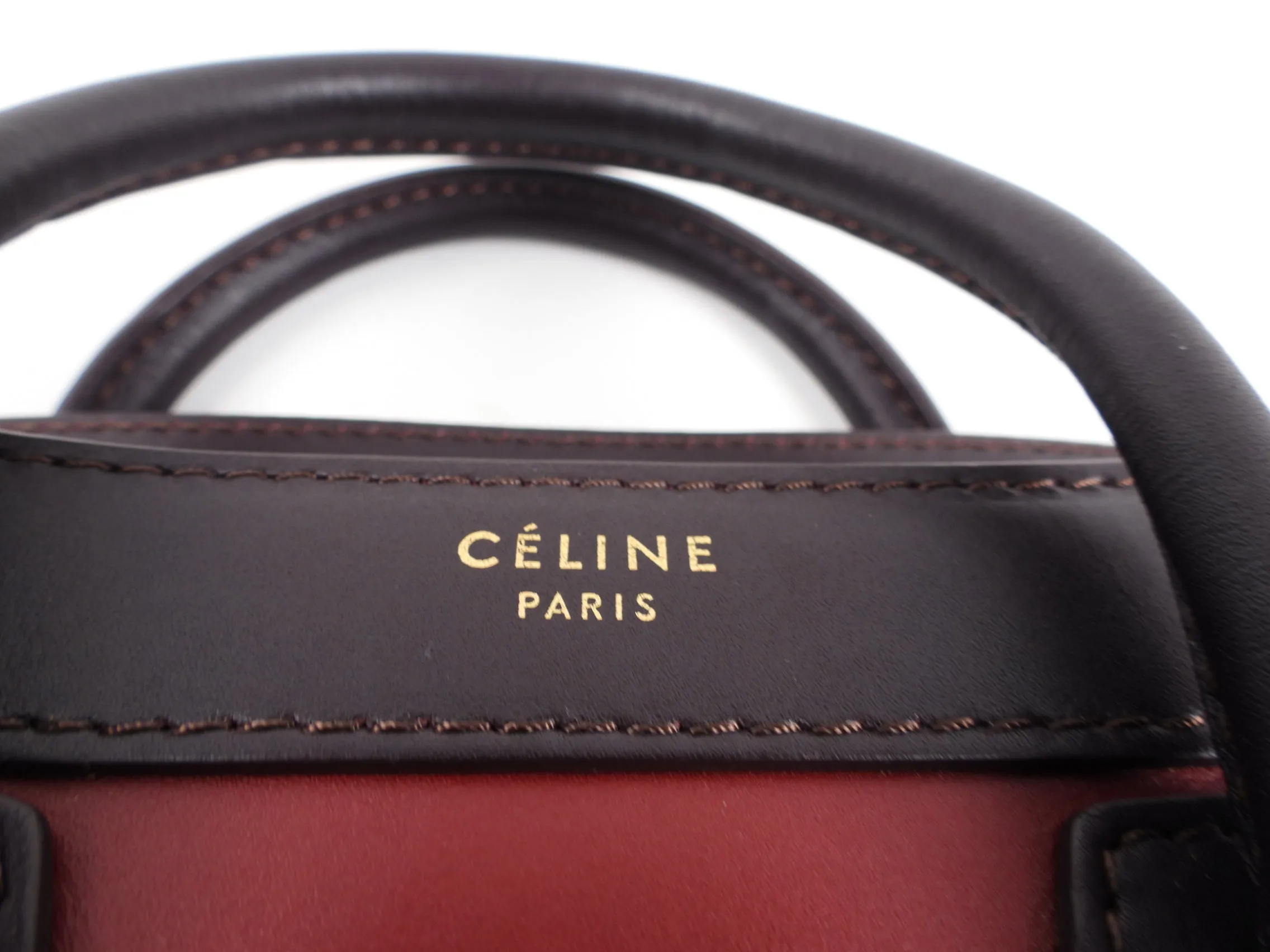 Céline Tri-Color Leather Nano Luggage Tote Crossbody Bag