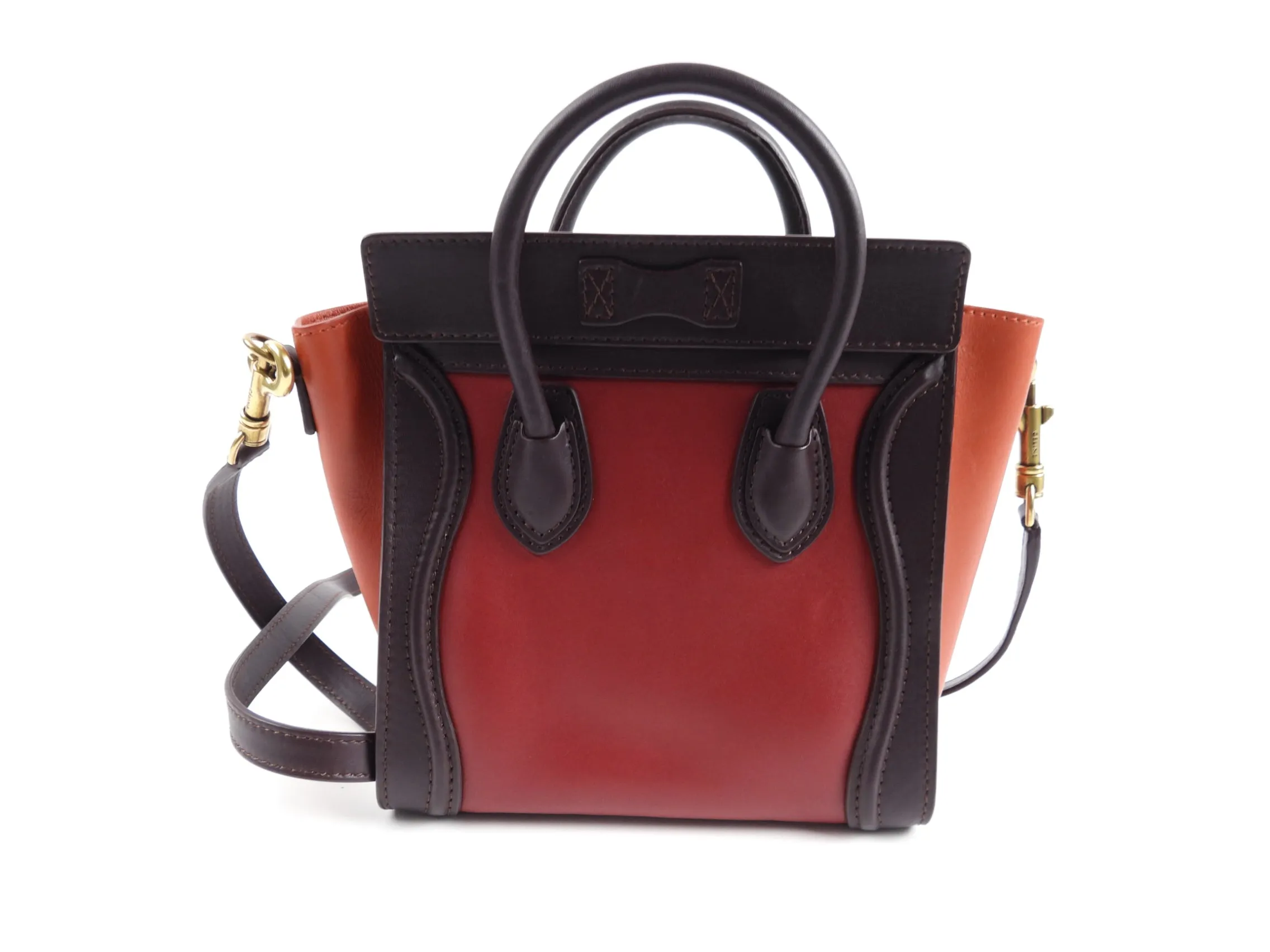 Céline Tri-Color Leather Nano Luggage Tote Crossbody Bag
