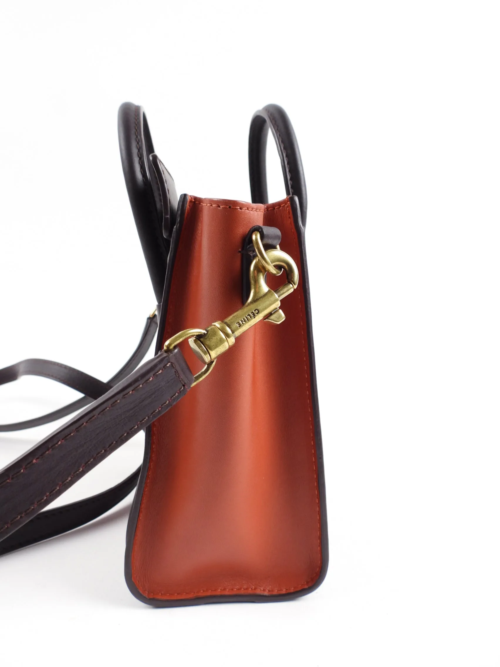 Céline Tri-Color Leather Nano Luggage Tote Crossbody Bag