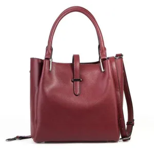 Collic Wine Leather Tote Women's Handbag