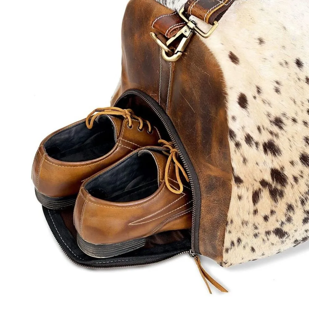 Cowhide Duffle Mens Leather Weekend Bag