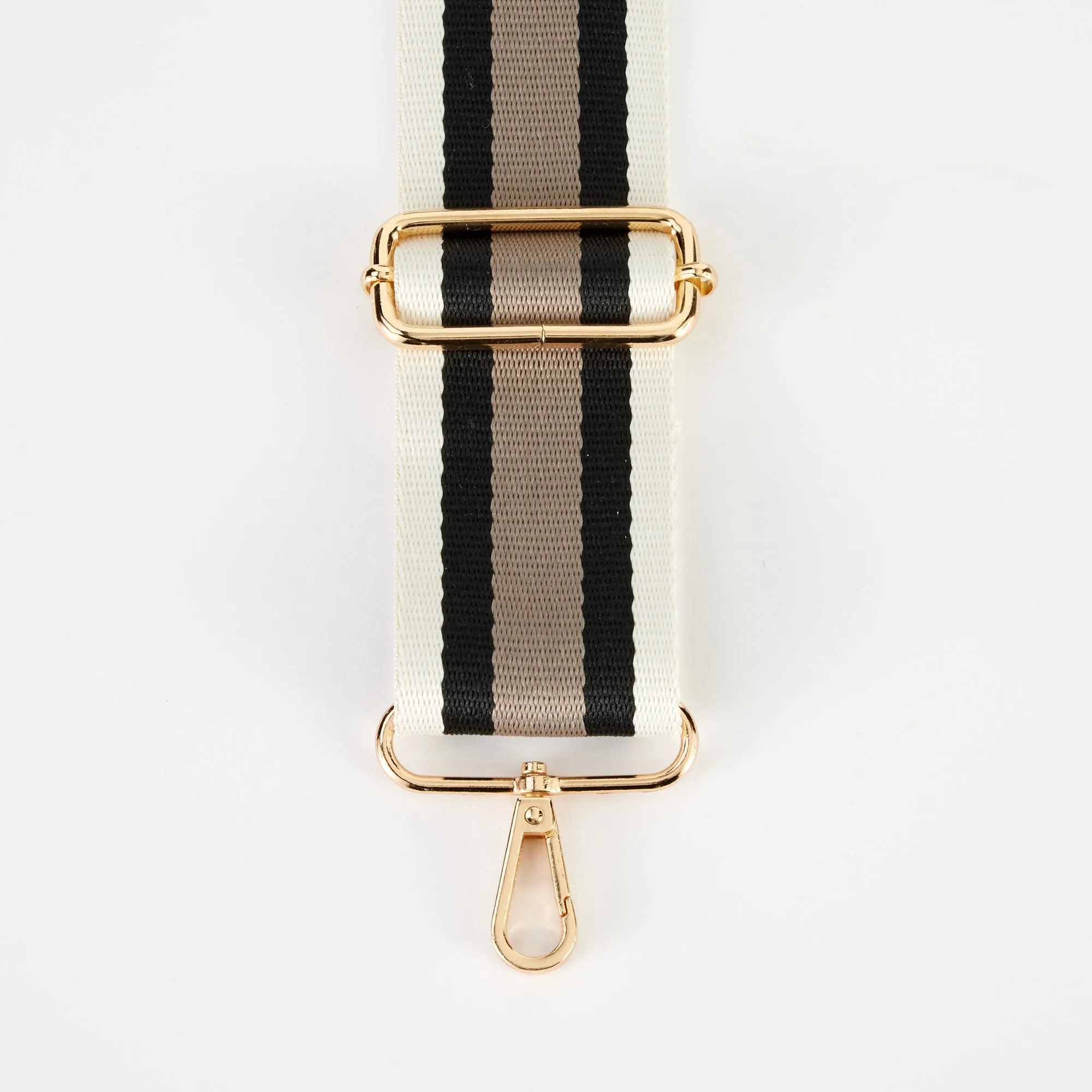 Cream/Black/Putty Stripe Webbing Handbag Strap