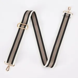 Cream/Black/Putty Stripe Webbing Handbag Strap