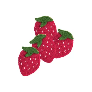 Crochet Strawberry Coasters, Set of 4