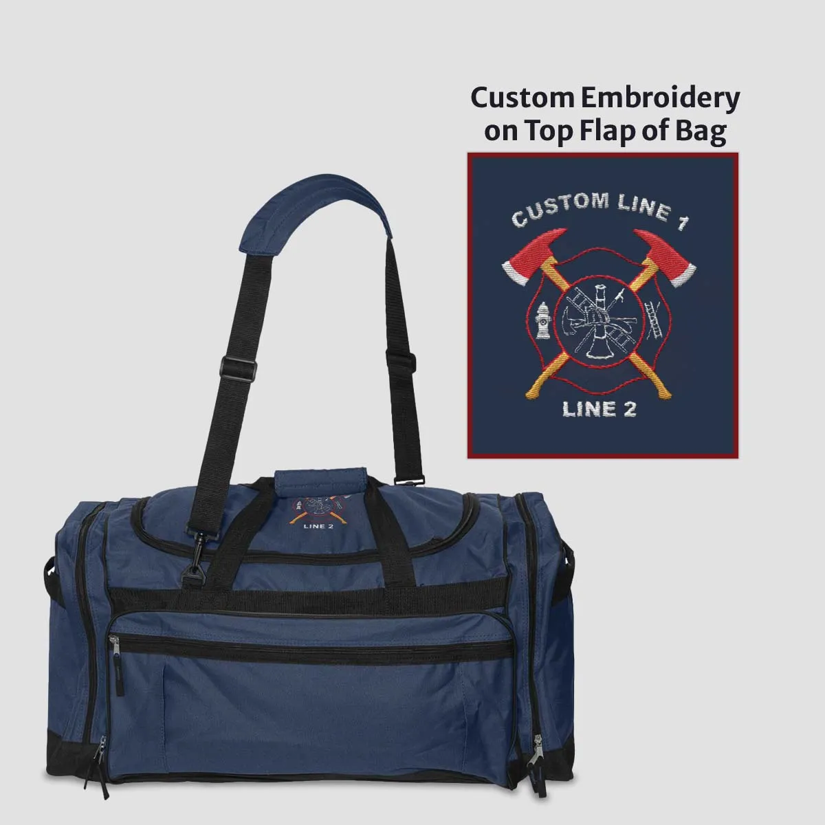 Customized 27" Large Duffel Bag with Crossed Axes Embroidery