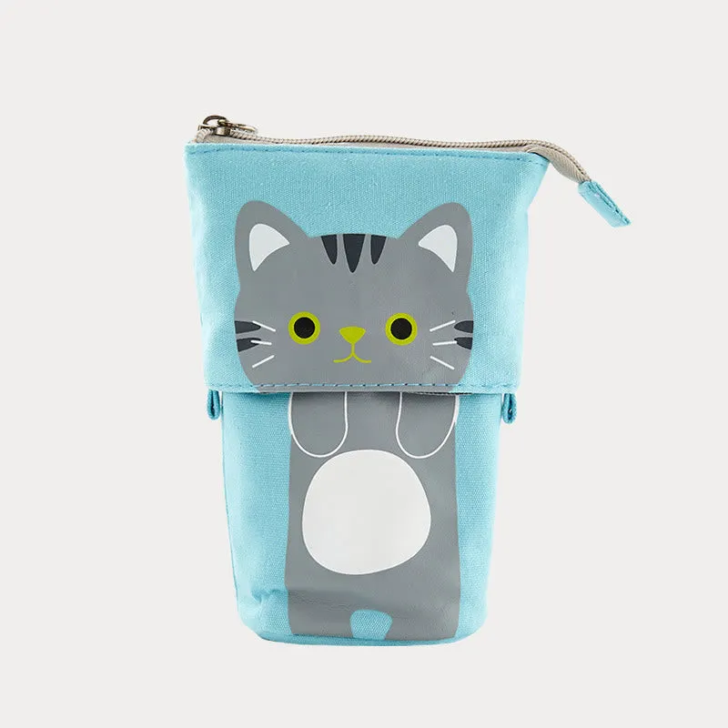 Cute Cat Pattern Appealable Canvas Daily Pencil Case Storage Bag