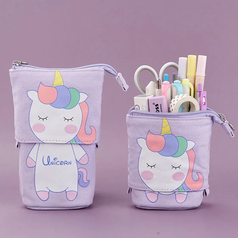 Cute Cat Pattern Appealable Canvas Daily Pencil Case Storage Bag