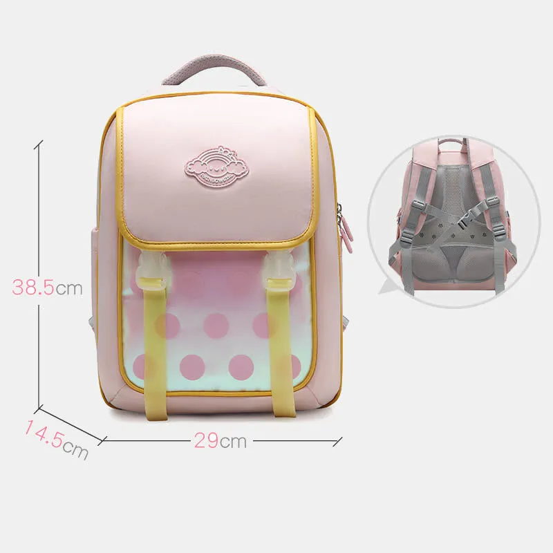 Cute Dot Girls Backpack Elementary School Bags Middle Bookbag