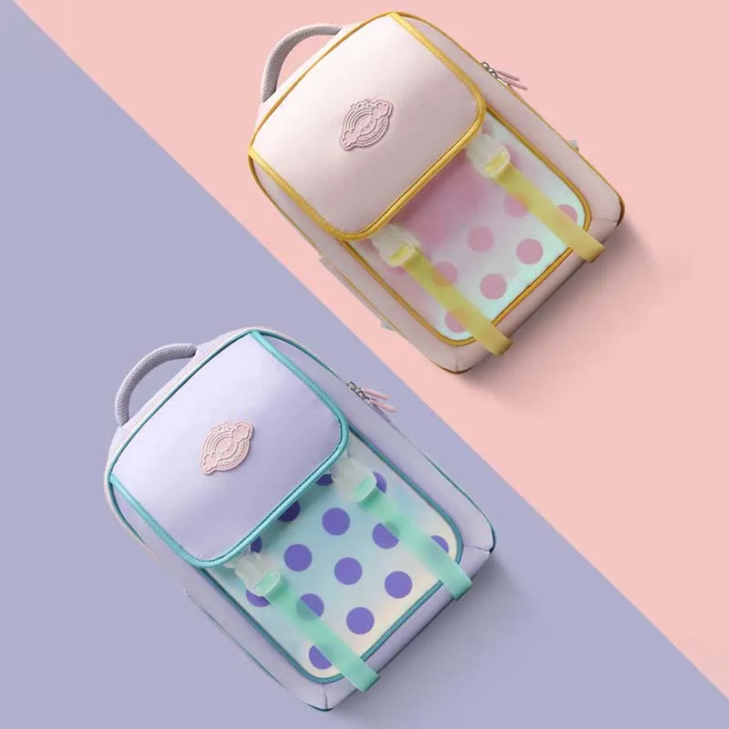 Cute Dot Girls Backpack Elementary School Bags Middle Bookbag