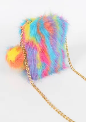 “Cynthia” Faux Fur Crossbody- Cotton Candy