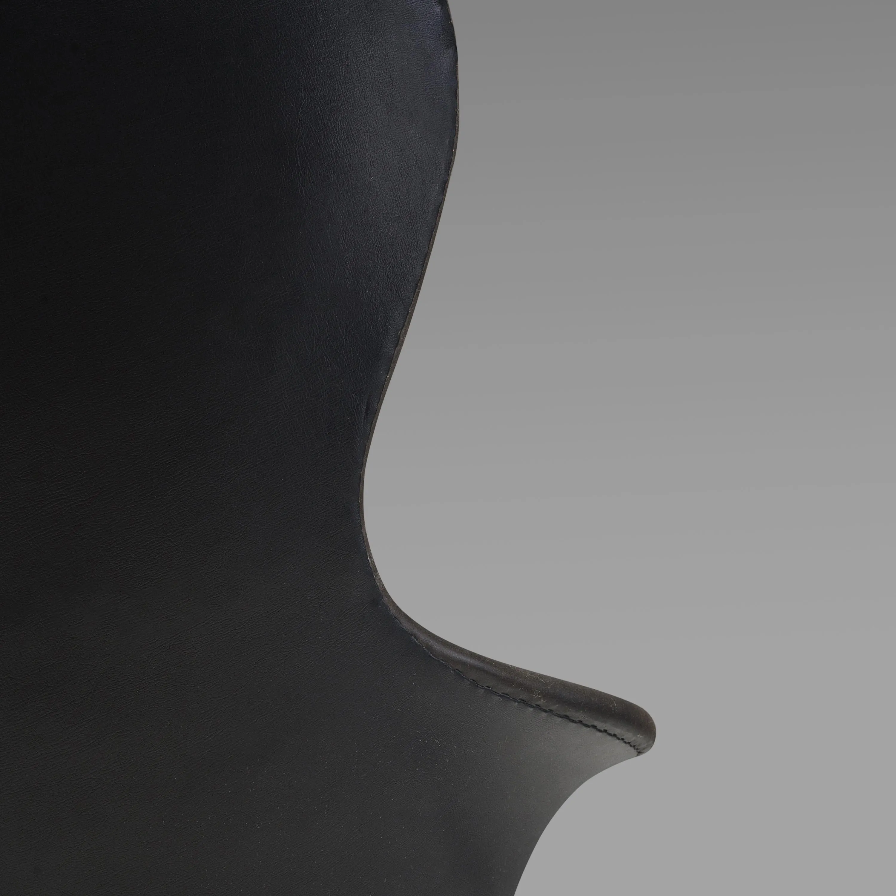 Danish High Wingback Chair in Black Leather