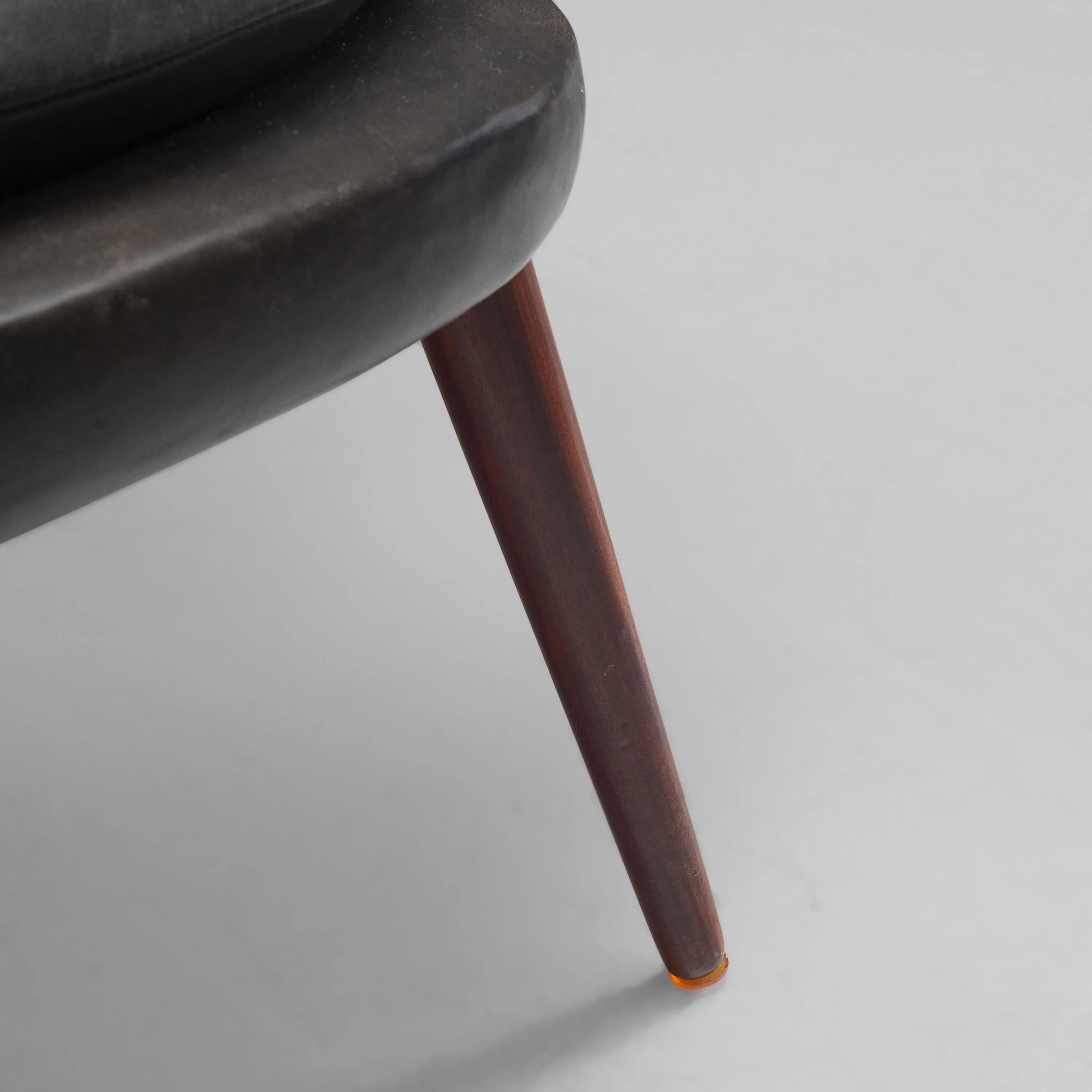 Danish High Wingback Chair in Black Leather