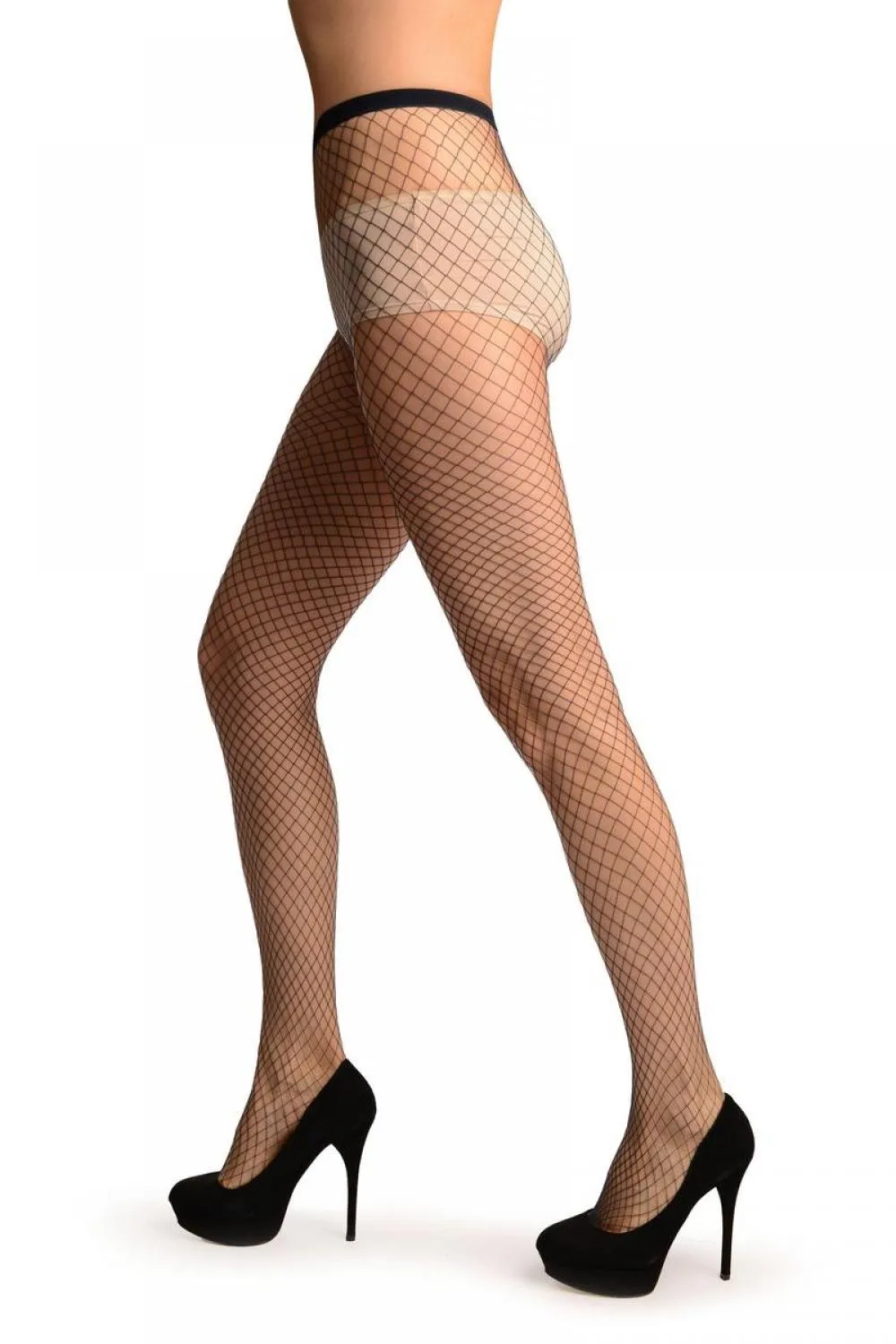 Dark Blue Luxurious Large Mesh Fishnet Tights
