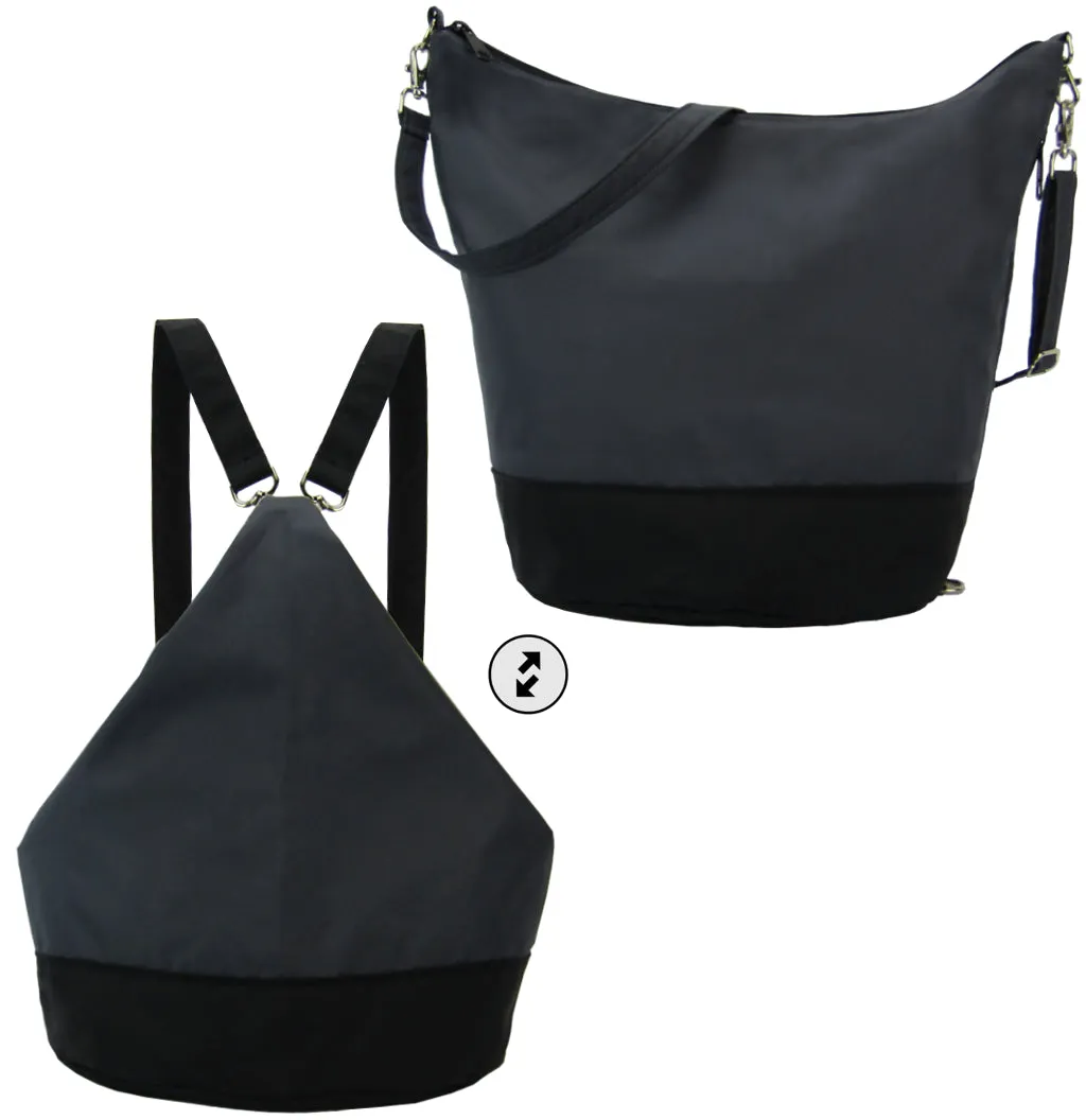 Dark Grey Nylon | Black Nylon | Convertible Backpack Purse