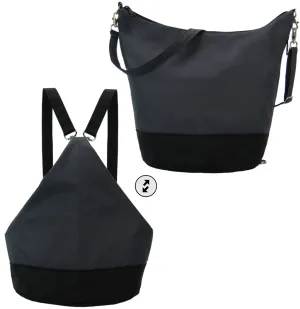Dark Grey Nylon | Black Nylon | Convertible Backpack Purse
