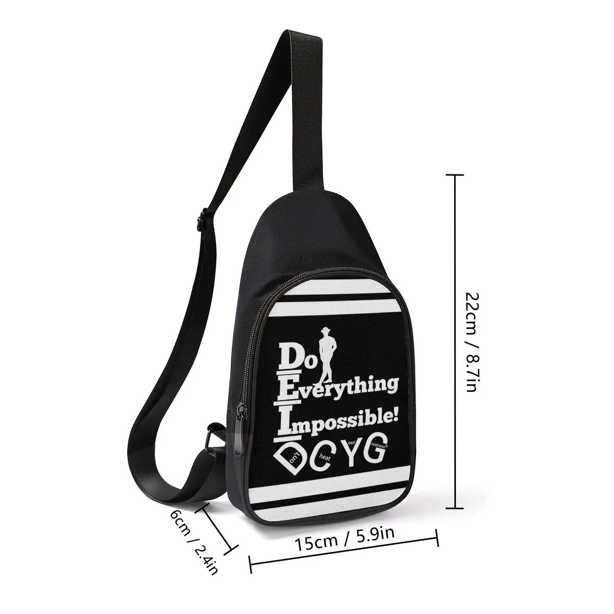 DEI, t562451bCjmat4p7 DCYG White Logo ,Stripe & Black Chest Bag