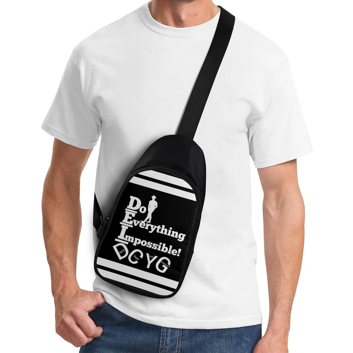 DEI, t562451bCjmat4p7 DCYG White Logo ,Stripe & Black Chest Bag