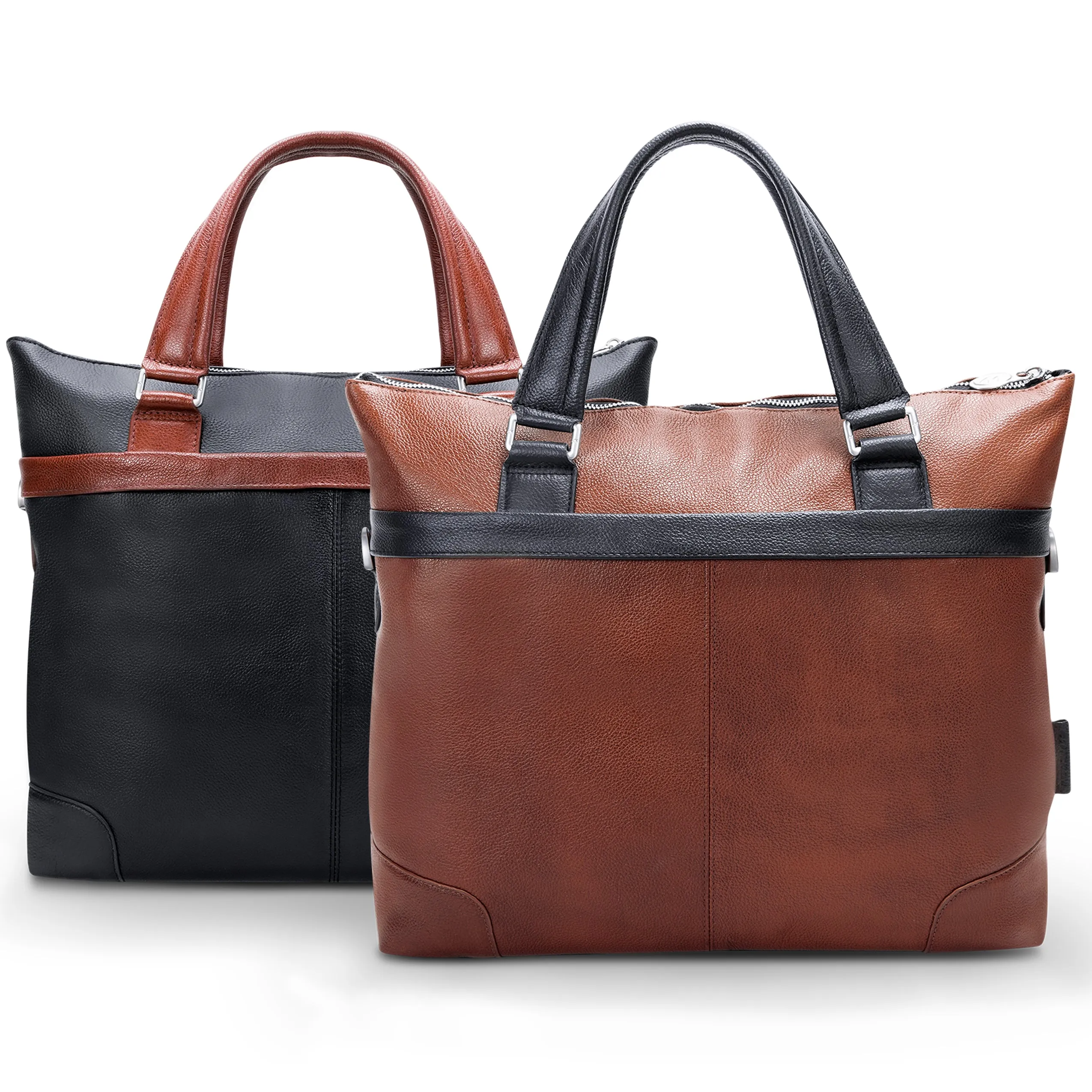 EASTWARD |  15” Leather Two-Tone Tablet & Laptop Briefcase