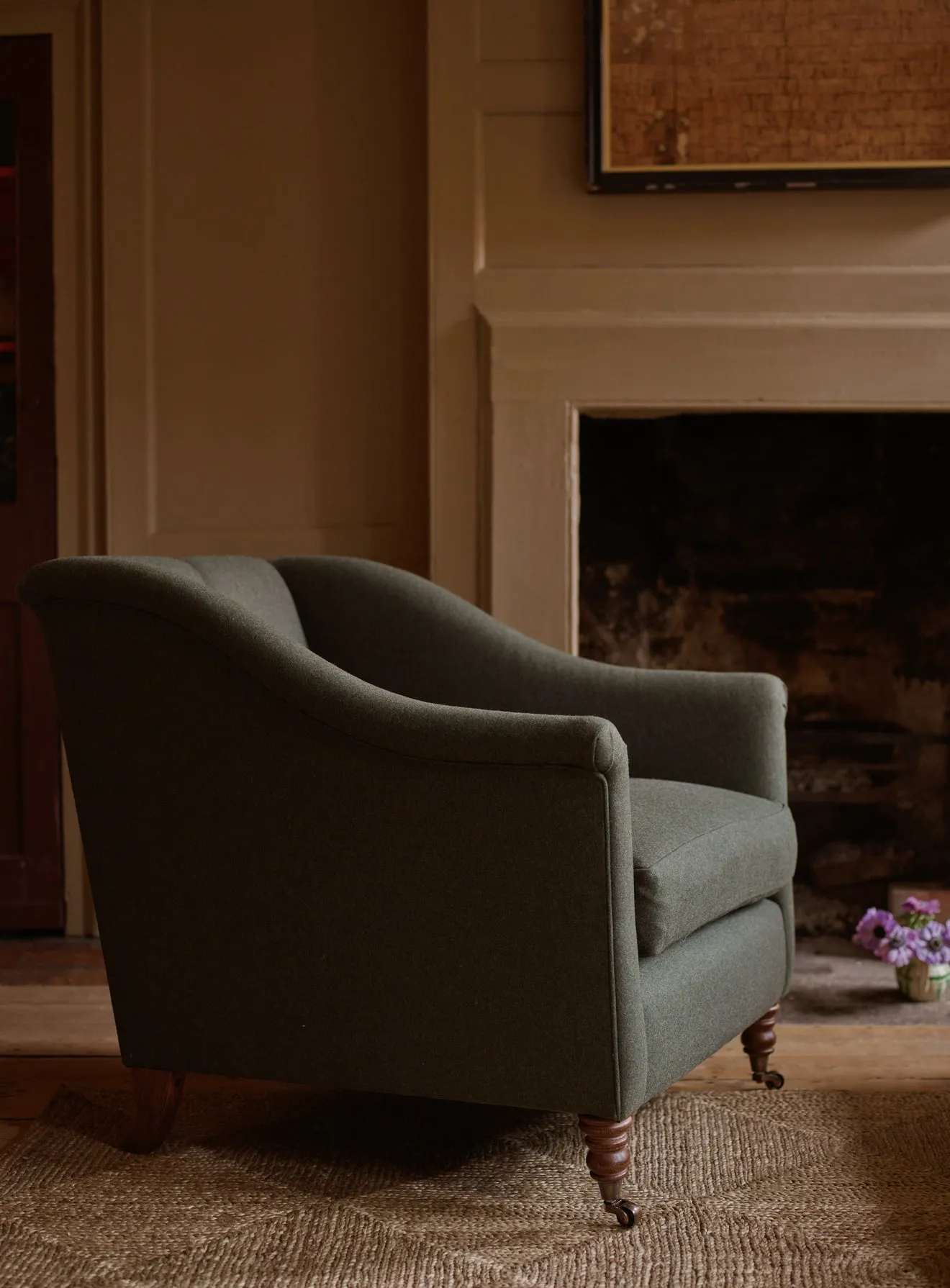 Elbert Armchair, Blue Ticking Stripe