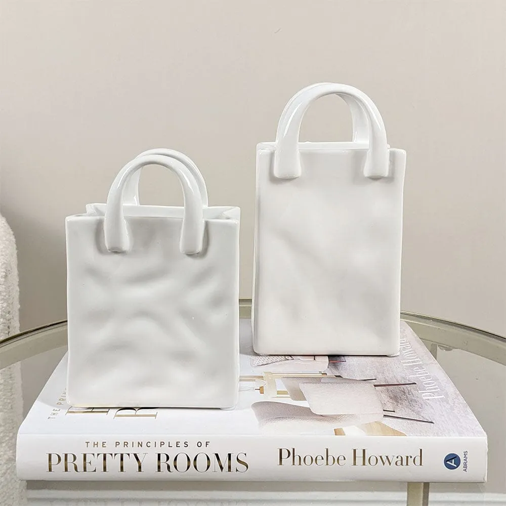 Elise White Handbag Decorative Vase