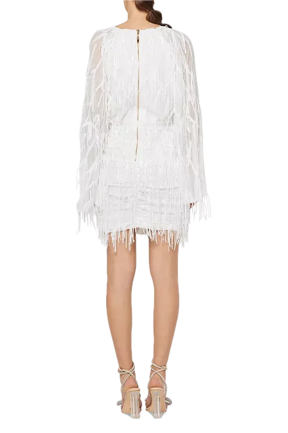 Elliatt Moraya Sequin Fringe Cocktail Dress in Ivory