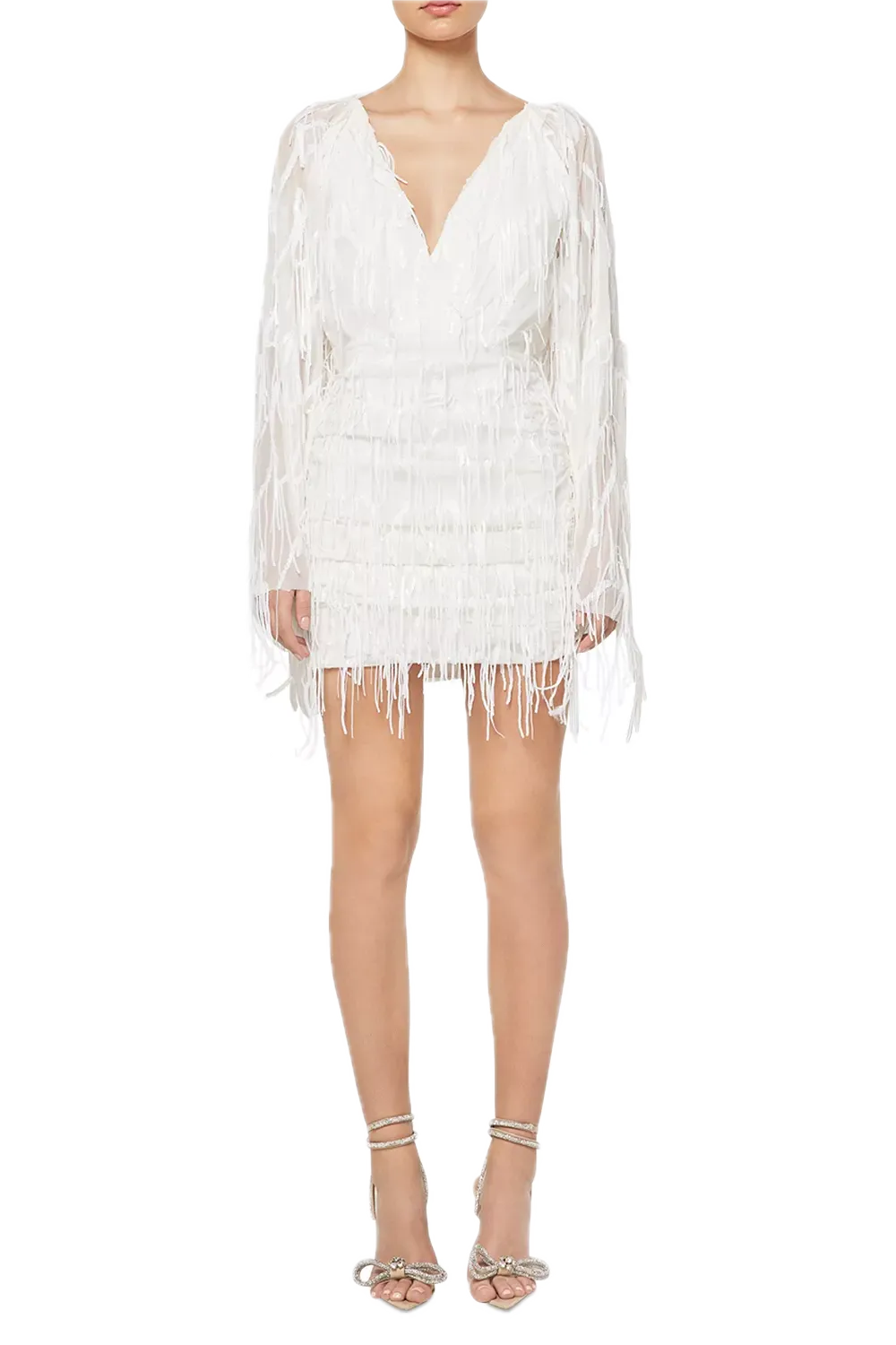 Elliatt Moraya Sequin Fringe Cocktail Dress in Ivory