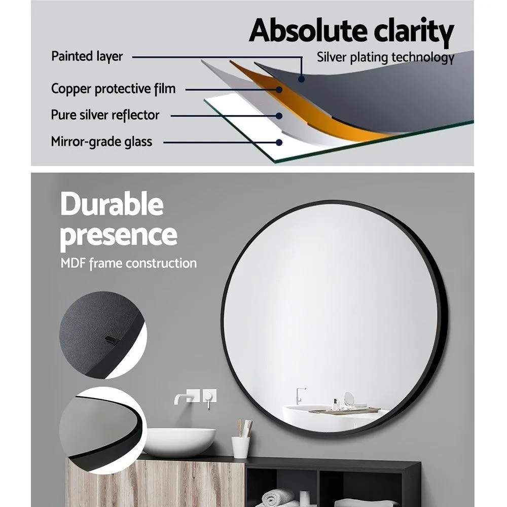 Embellir Round Wall Mirror 70cm Makeup Bathroom Mirror Frameless