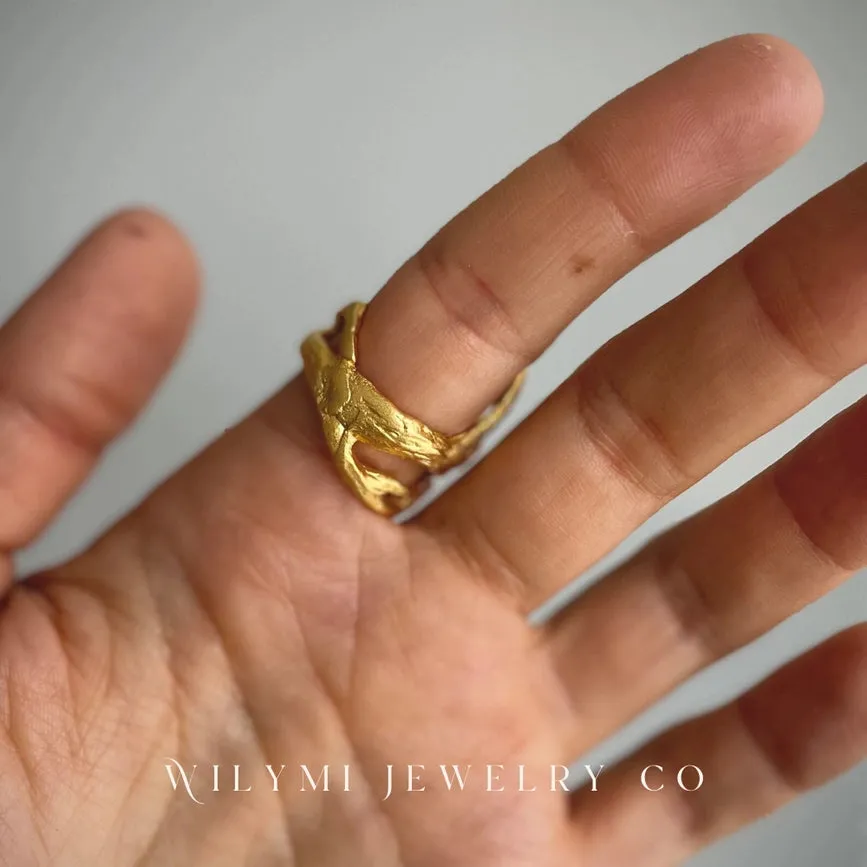 Embraced White Pearl Ring | 10x10mm | 24k Gold Filled