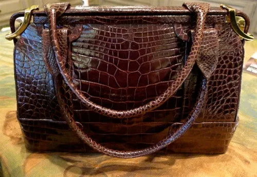 Estate Judith Leiber Chocolate Brown Alligator Handbag