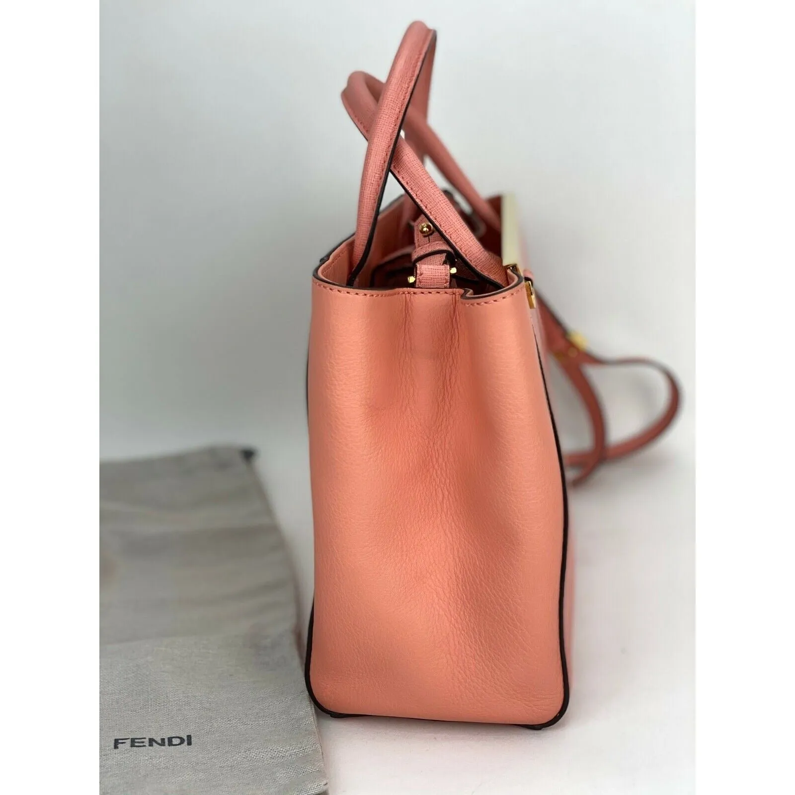 Fendi Vitello Elite Flamingo Petite 2Jours Tote Ecstasy Shoulder crossbody Bag