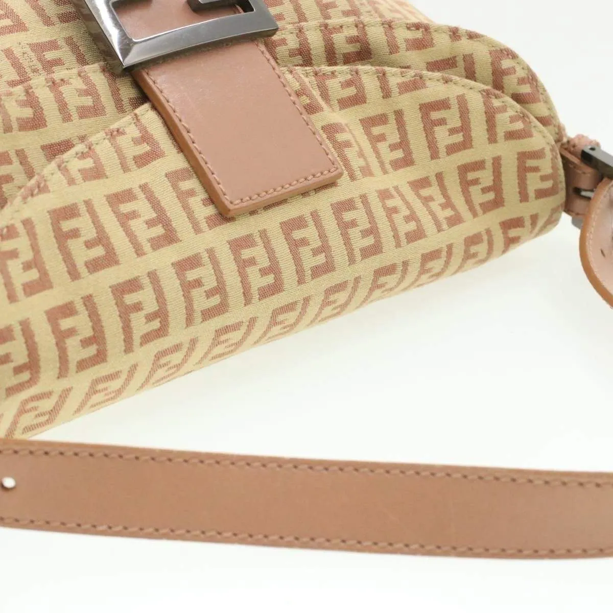 FENDI Zucchino Pink Tone Canvas Mamma Baguette Shoulder Bag