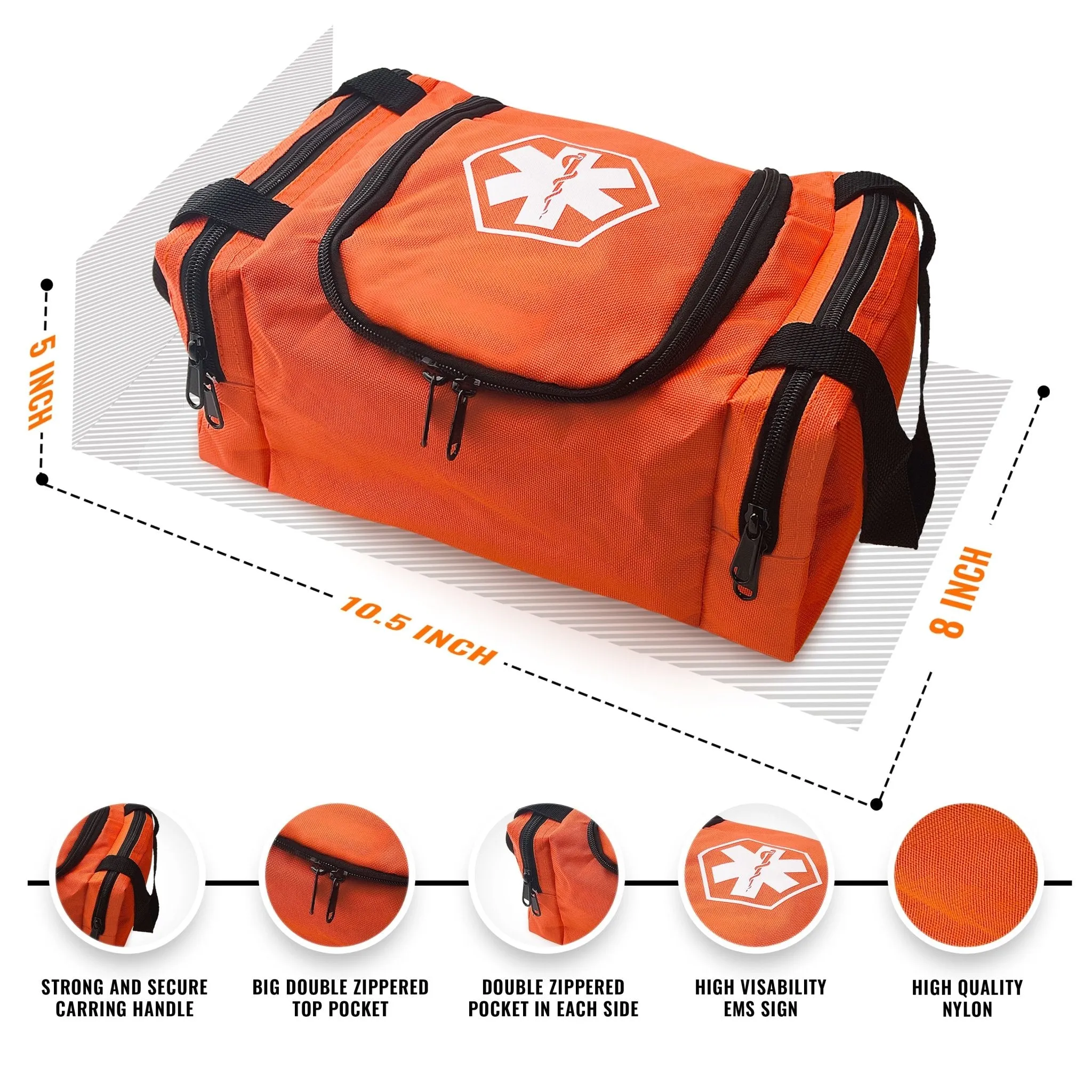 First Aid Responder EMS Emergency Medical Trauma Bag EMT 10.5"x5"x8 Fire Fighter