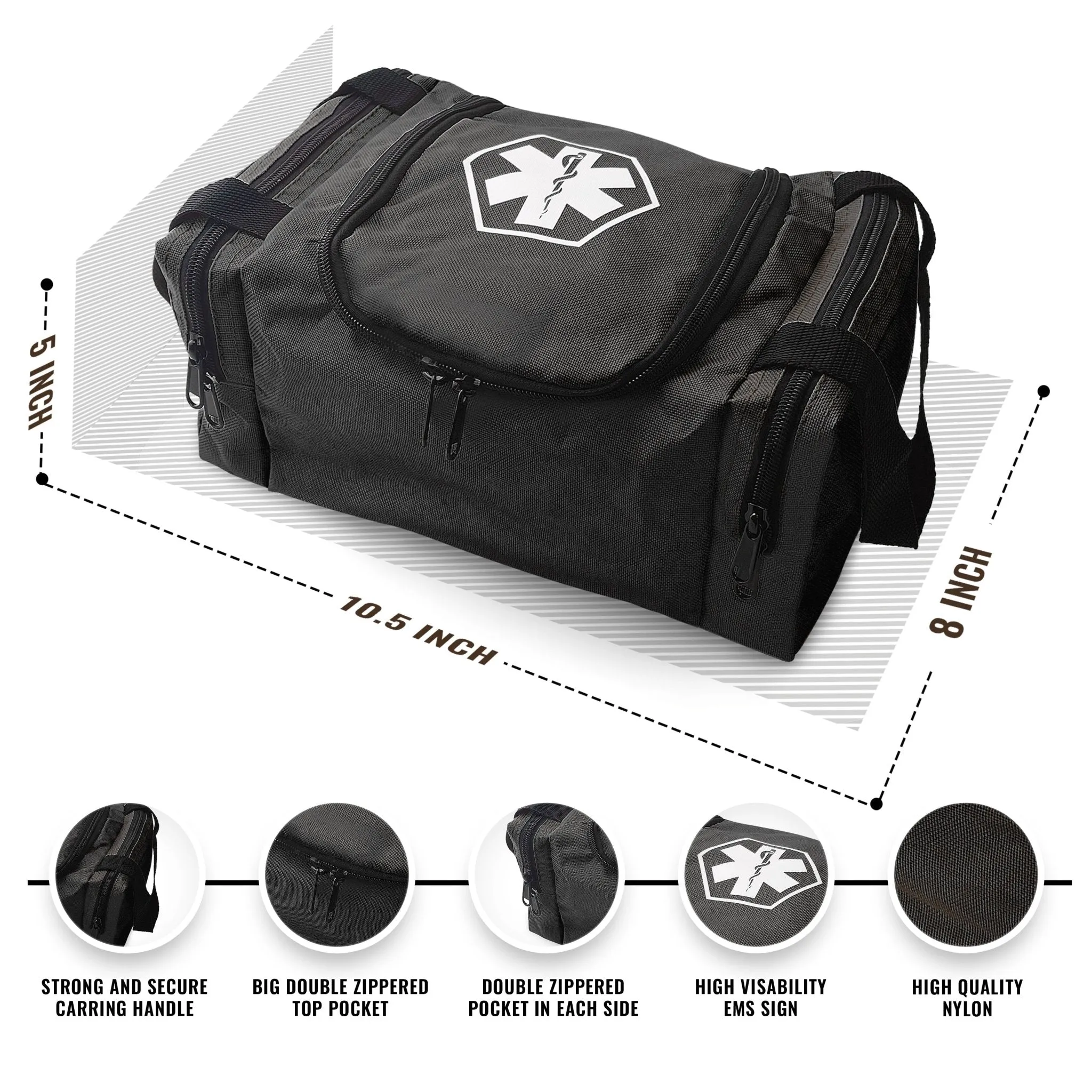First Aid Responder EMS Emergency Medical Trauma Bag EMT 10.5"x5"x8 Fire Fighter