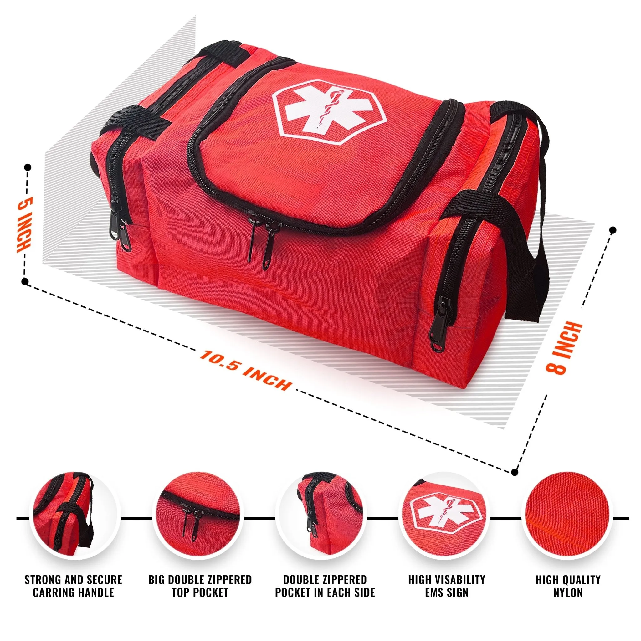 First Aid Responder EMS Emergency Medical Trauma Bag EMT 10.5"x5"x8 Fire Fighter