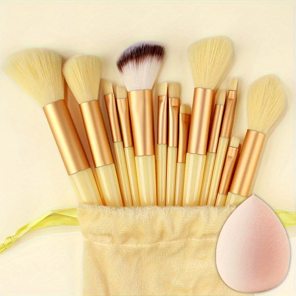 Fluffy Makeup Brush Set & Storage Bag