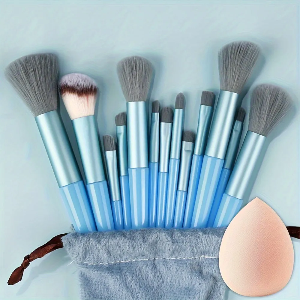 Fluffy Makeup Brush Set & Storage Bag