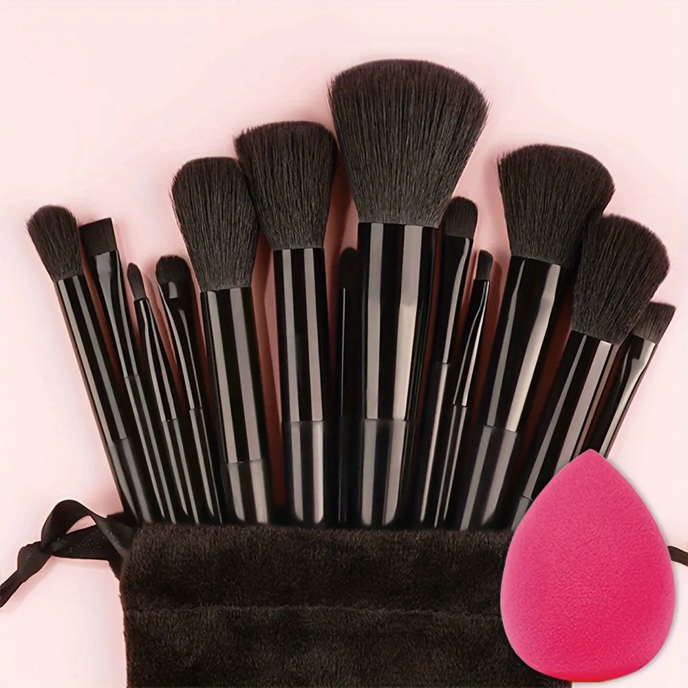 Fluffy Makeup Brush Set & Storage Bag