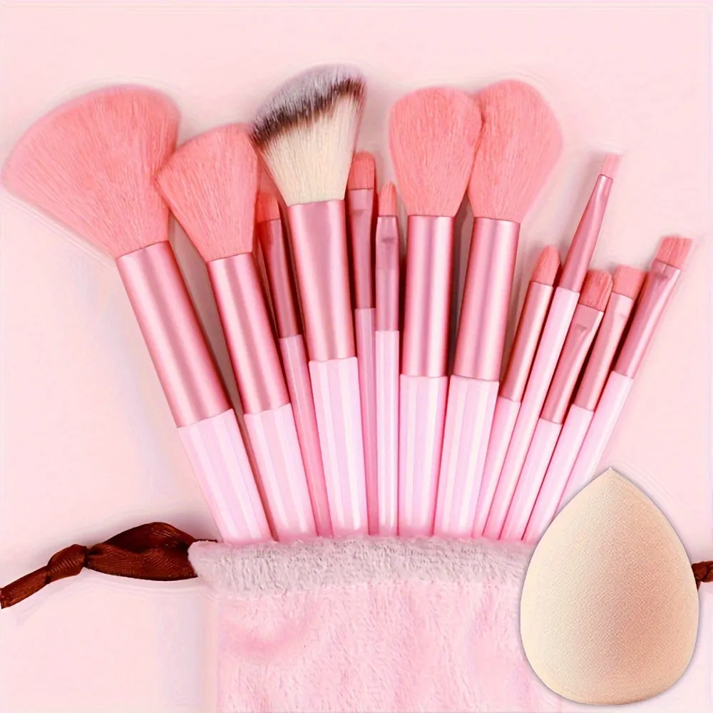 Fluffy Makeup Brush Set & Storage Bag