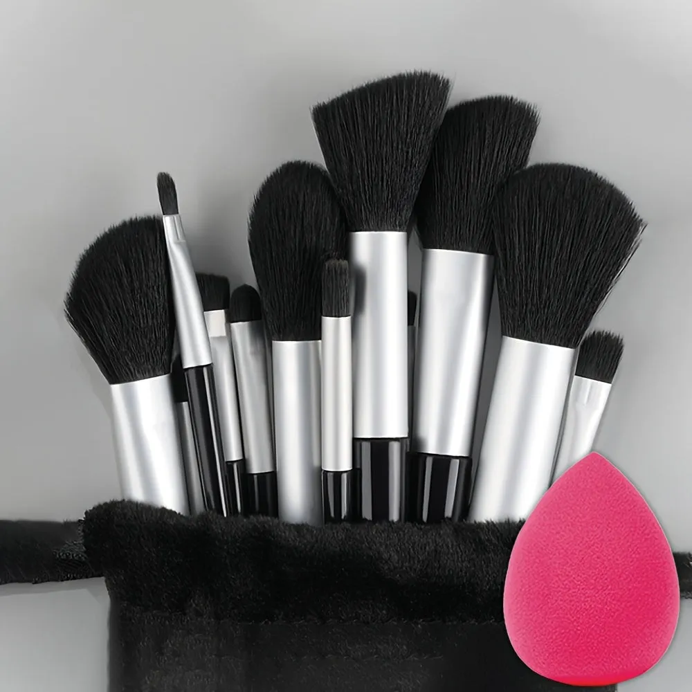 Fluffy Makeup Brush Set & Storage Bag