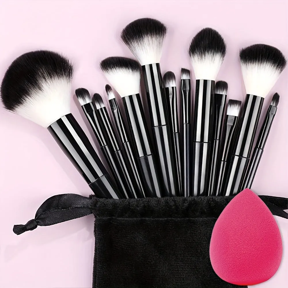 Fluffy Makeup Brush Set & Storage Bag