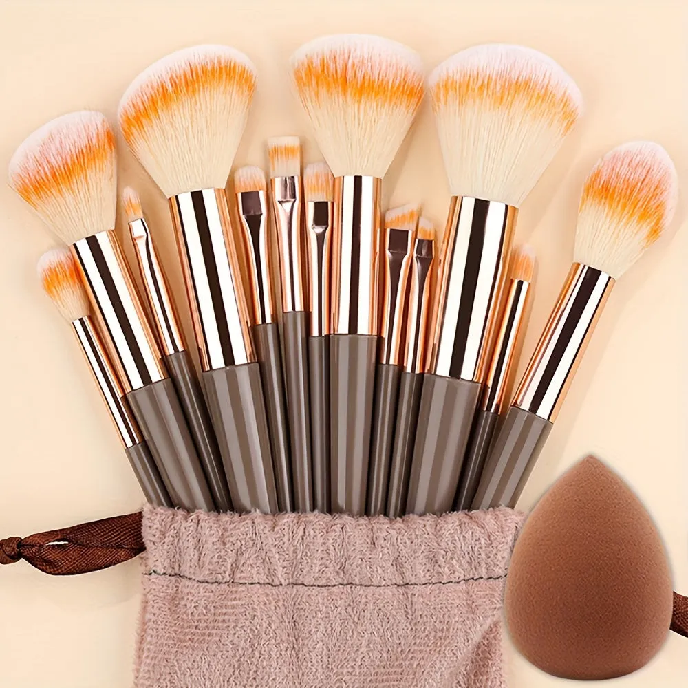 Fluffy Makeup Brush Set & Storage Bag