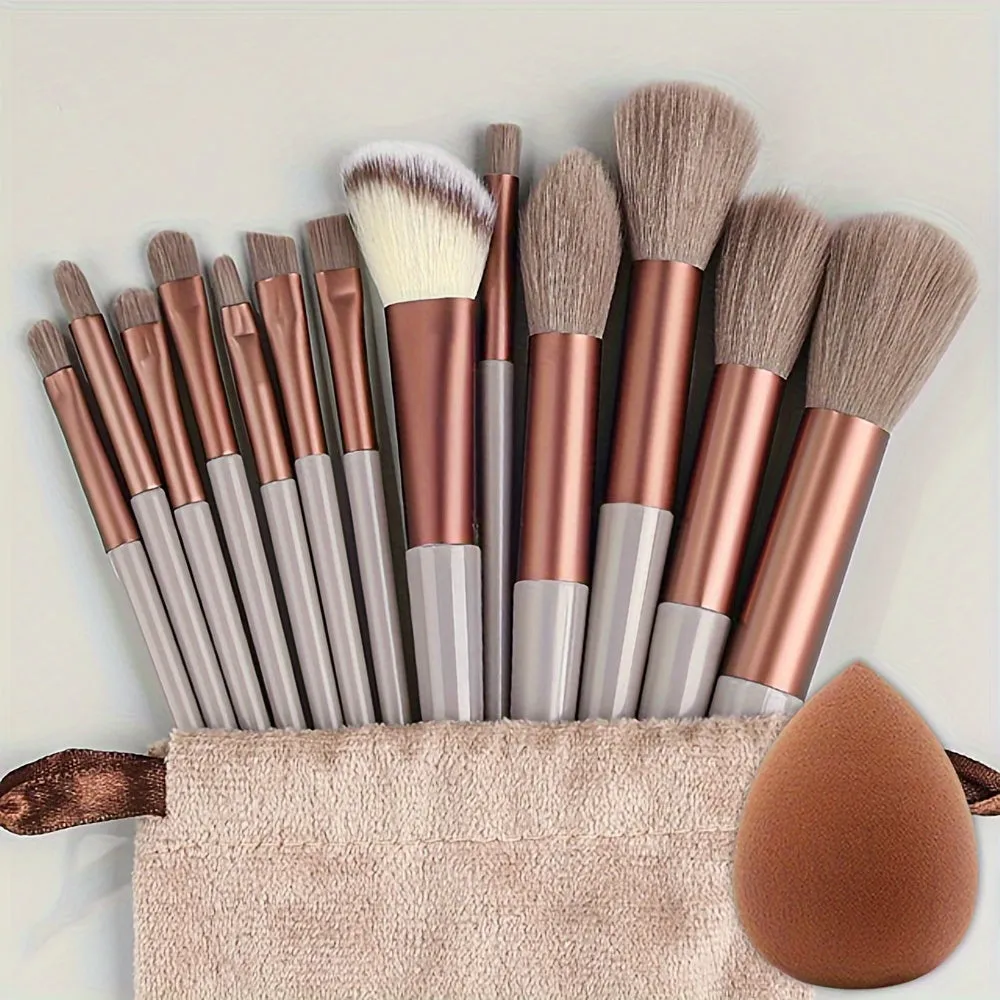 Fluffy Makeup Brush Set & Storage Bag