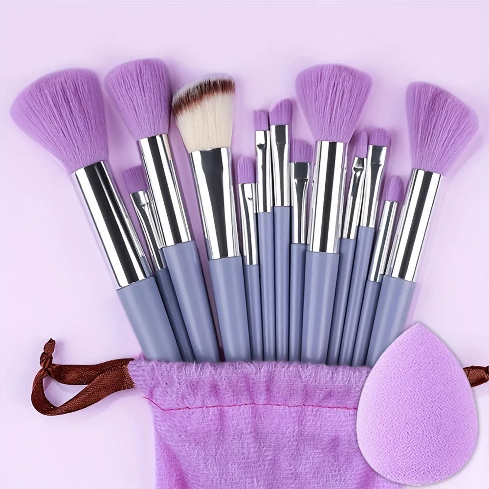 Fluffy Makeup Brush Set & Storage Bag