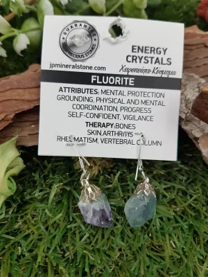Fluorite Polished Earrings Crystal - Rare Piece