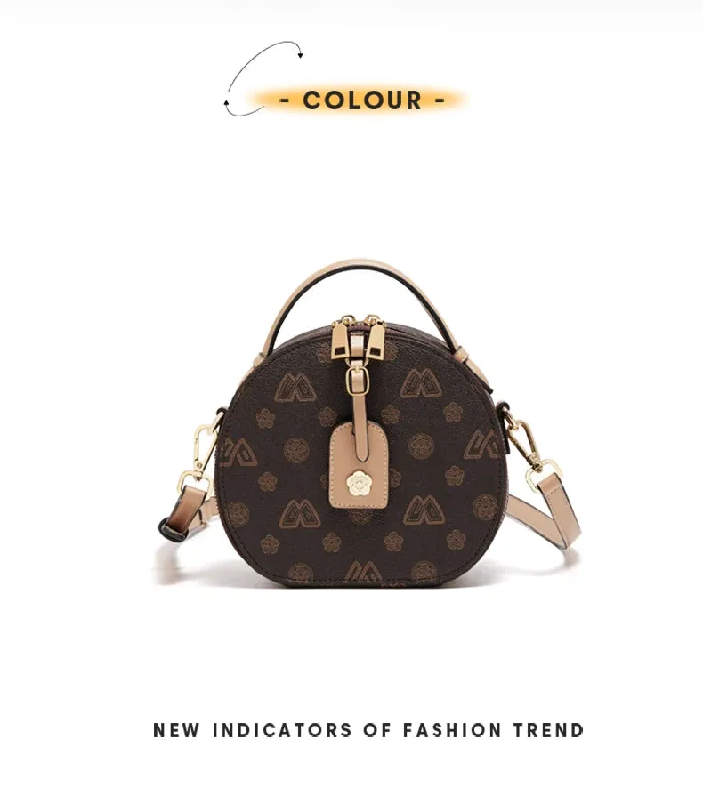 FOXER Sign PU Leather Women's Circular Messenger Bag