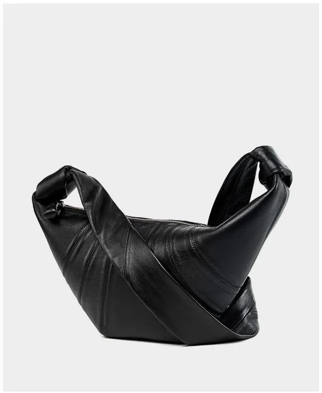 French small lambskin dumpling crossbody bag black 2701