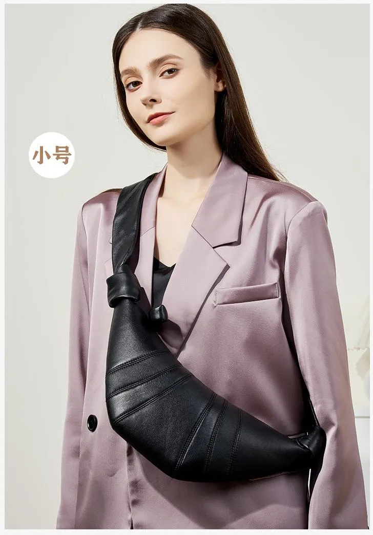 French small lambskin dumpling crossbody bag black 2701