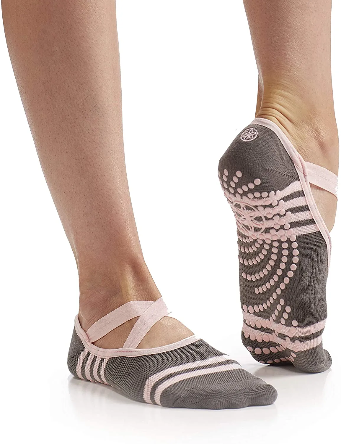 Gaiam Yoga Barre Socks - Non Slip Sticky Toe Grip Accessories for Women & Men