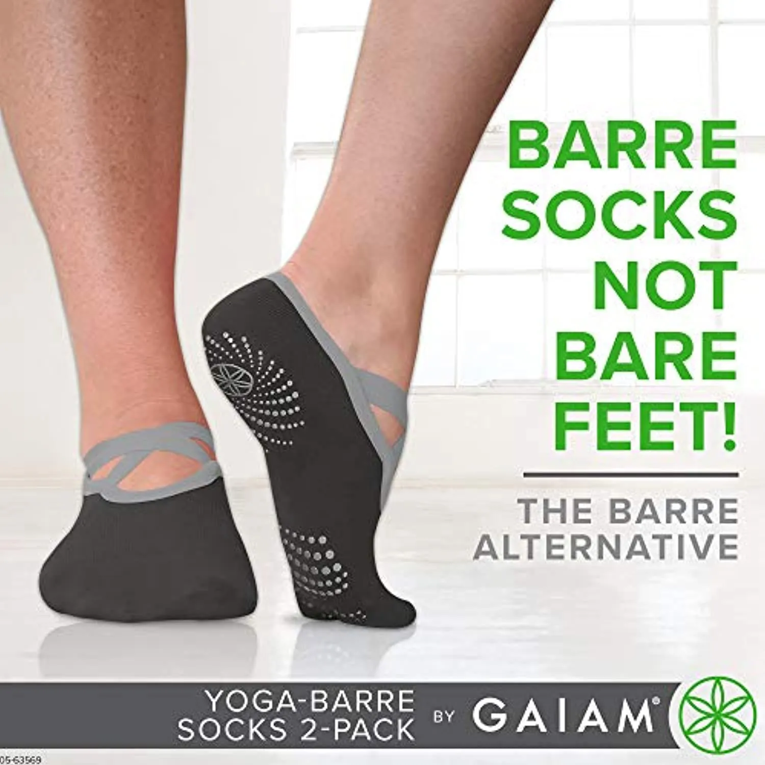 Gaiam Yoga Barre Socks - Non Slip Sticky Toe Grip Accessories for Women & Men