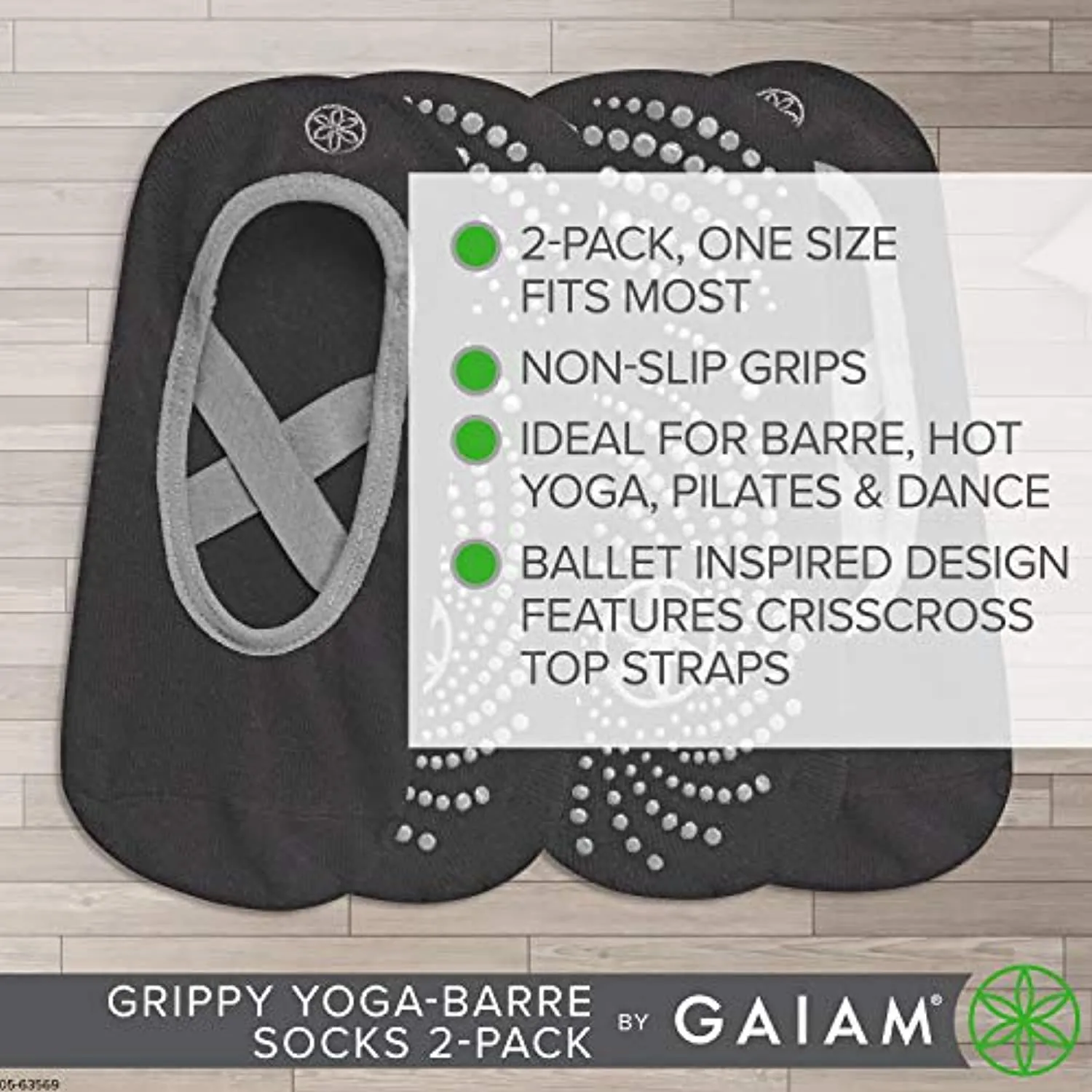 Gaiam Yoga Barre Socks - Non Slip Sticky Toe Grip Accessories for Women & Men
